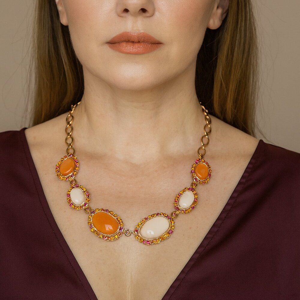 NWT 7 Charming Sisters "Designing Dreams" Rose Gold Crystal Necklace